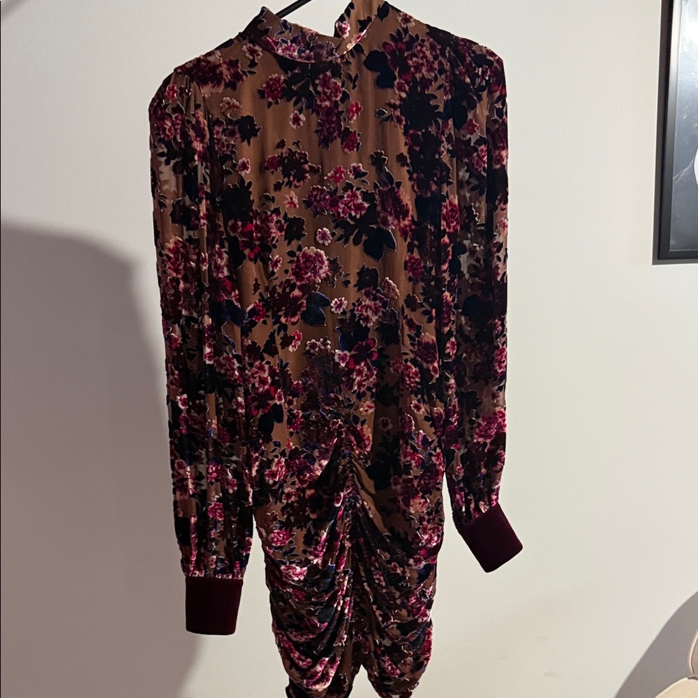 Floral Velvet Long-Sleeve Dress
